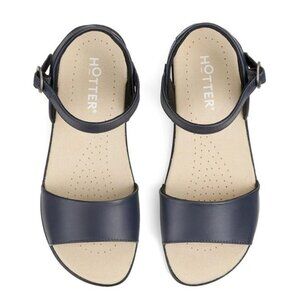 Hotter Black Leather Comfort Open-Toe Sandals Size 5